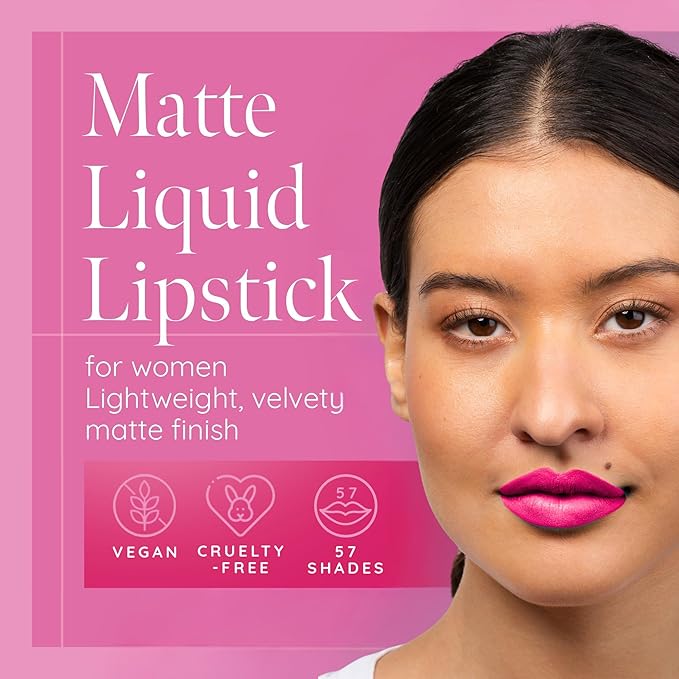 Aromi Neon Magenta Liquid Lipstick | Bright, Hot Pink Lip Color for Women, Vegan, Long-lasting, Long Wear (Electric Orchid)