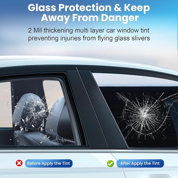 Car Window Tint 5% VLT 24" in x 100'Ft Nano Ceramic Window Tint Roll, 2 Ply Automotive Window Tint Privacy Film for Car Sun Protection, UV & Heat Blocking and Scratch Resistant