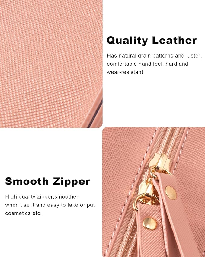 Mini Clear Makeup Bag Travel Cosmetic Case Transparent Toiletry Bag with Zipper, Portable Make Up Organizer Traveling Compact Pink Car Essentials for Girls(Pink, Mini)