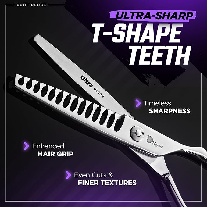 Fagaci Hair Thinning Scissors 6" with 440C Steel, Ultra Sharp & Superior Cuts Texturizing Shears, Extreme Durability Texturizing Scissors, Barber Thinning Shears, Hair Cutting for Women & Men