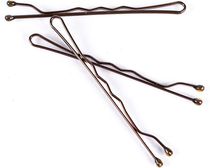 Amazon Basics No Slip Bobby Pins, 72 count, Brunette Brown, High Gloss Bobby Pins for Pain Free, Comfortable, All-Day Styling and UpDos. For All Hair Types