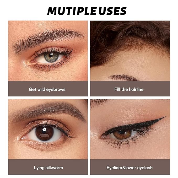 2 Pack Eyebrow Pen, Waterproof Microblading Eyebrow Pencil, 4 Tip Precise Eye Brow Makeup Pen for Women to Effortlessly Create Hair Like Natural Brows, Non Dry Out and Last All Day (Dark Brown)