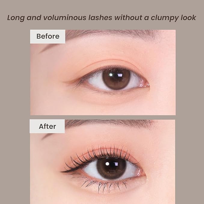 HEIMISH Dailism Smudge Stop Mascara, Volumizing & Lengthening, Long-lasting, Waterproof, Smudge-proof, Non-Clumping, Washable Cleansing Korean Mascara, 0.32oz/9g - Black Volume