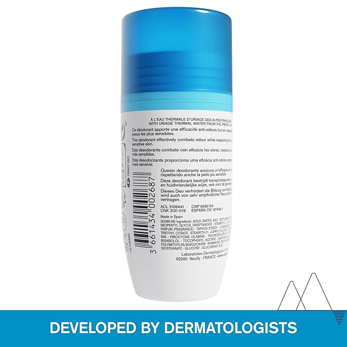 Uriage - Deodorant for Sensitive Skin 50ml, 1.69 oz- Daily Freshness - Aluminum-Free Formula - No alcohol - 24-Hour Odor Protection, Suitable for Sensitive Skin, No White Marks, Unisex Fresh Fragrance