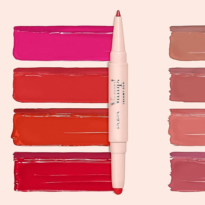 Pupa Milano Vamp! Creamy Duo, 004 Light Rose, 1 Pc - 2 in 1 Lipstick and Lip Pencil - Long Lasting - Lightweight - No-Transfer - Smooth Texture - Highly Pigmented