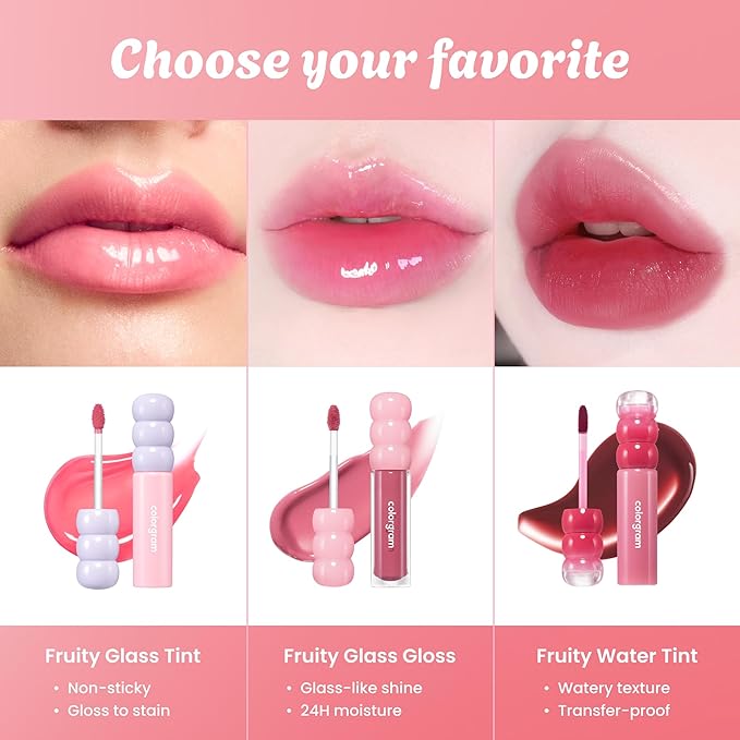 COLORGRAM Fruity Glass Tint 14 Sulky Lychee, Long-Lasting Glossy Lip Tint, Korean Beauty Lip Gloss Tint, Geek Nude Series