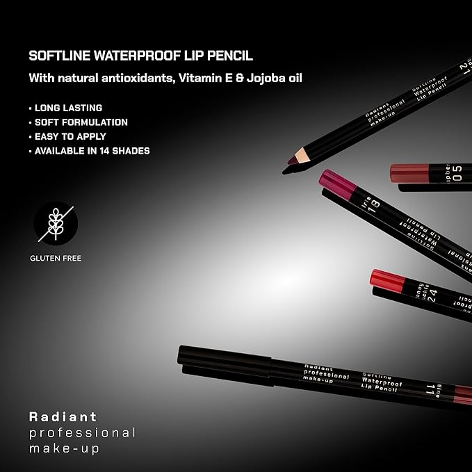 Radiant Professional Waterproof Lip Liner Pencil - Long Lasting Lip Liner for Defined Lips - Soft & Creamy Lipliner with Vitamin E - 1.20gr, (03 NATURAL)