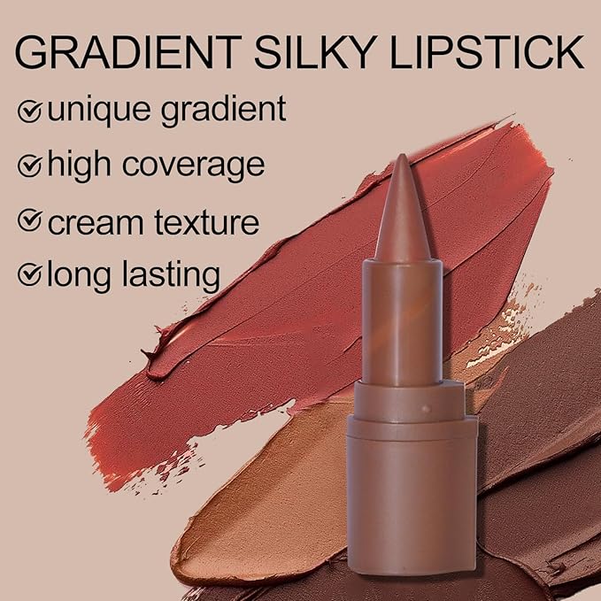 Erinde 3PCS 2-in-1 Lip Liner and Lipstick Lip Combo Set, Matte Nude Dark Brown Red Lip Liner Creamy Lip Pencil Crayon, High Pigmented Long lasting Lipstick Makeup