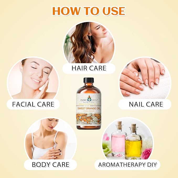 EVOKE OCCU Orange Essential Oil for Clean Diffuser Hair Spray, DIY Candle and Soap - 4 Fl Oz