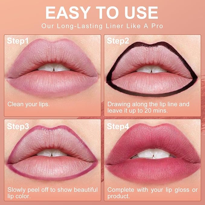 OETUIOW Lip Tint Stain Peel Off - Waterproof Lip Liner Stain, Moisturizing Long-Lasting Lip Stain, Create A Natural Lip Color, Enhancing Complexion for All Skin Types (Cocoa, 0.12 Fl Oz (Pack of 1))