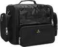 Makeup Brush Bag, Clear Makeup Brush Holder with Lid, Extra Large Capacity Travel Cosmetic Bag Makeup Artist Must Haves, Black Makeup Case, Make Up Organizers and Storage, with Adjustable Dividers
