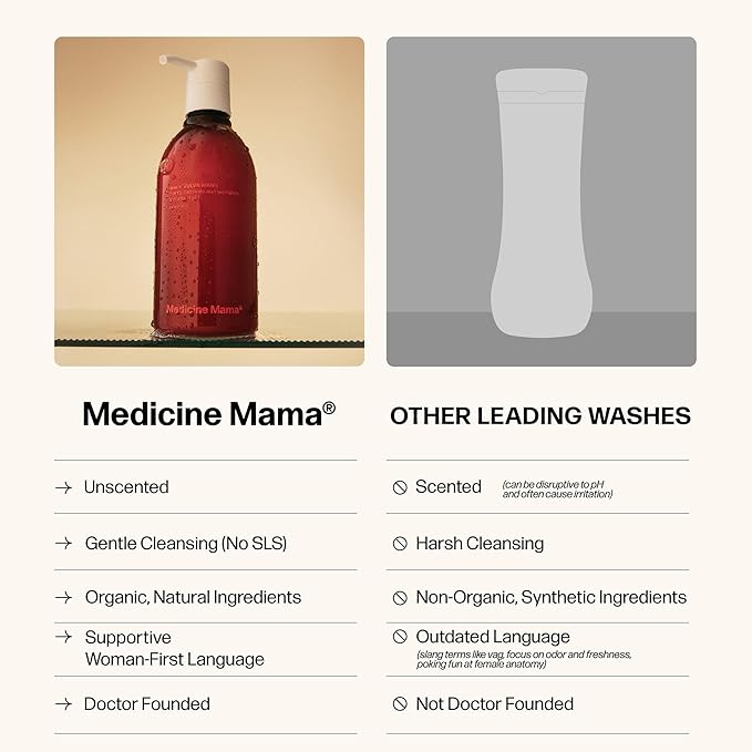 Medicine Mama's Apothecary Vmagic Gentle Feminine Wash pH Balanced to Cleanse and Rejuvenate Intimate Skin with Chamomile, Collagen, Vitamin E and Sage – Hormone Free — 8 oz
