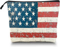 Cosmetic Bags Travel Makeup Toilet Case Waterproof Pouch for Women Girls 6.7X9.45inches - Weathered American Flag With Peeling Colors