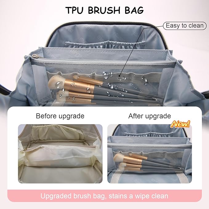 BOYATU Travel Makeup Bag Cosmetic Bags for Women: 3 Sets Large Capacity Make up Bag - Portable Toiletry Bags with Handle for Women(F-5-Rosy Red)
