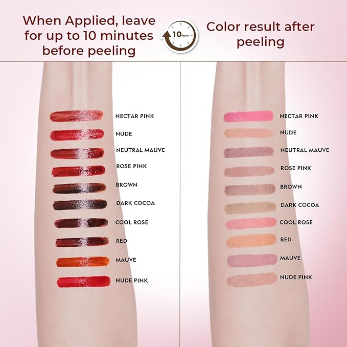 Lip Liner Stain Peel Off with Tweezer, Long Lasting Matte Lip Tattoo, Highly Pigmented Color Lip Makeup, Waterproof, Transfer-proof Lipstain for Women, for All Skin Types 05