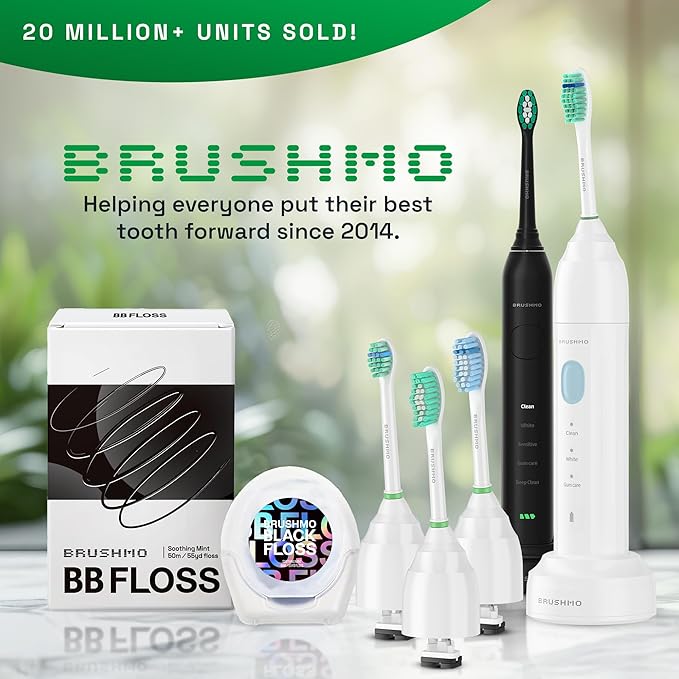 Brushmo e-Series Variety Replacement Toothbrush Heads, Compatible with Philips Sonicare Screw-on Toothbrush Handles, 6 Variety Heads (Standard, Compact & Sensitive), Dupont Bristles, BM724+2, White