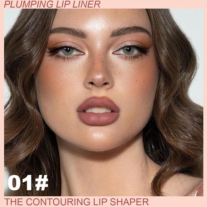 SUAKE Plump Matt Lipstick Lipliner Pencil Pack,Waterproof Crayon with Silicone Smudger for Define Contours & Sculpting Lip, Longwear Moisture Smooth Creamy Formula for Lip Makeup (01# Lift)