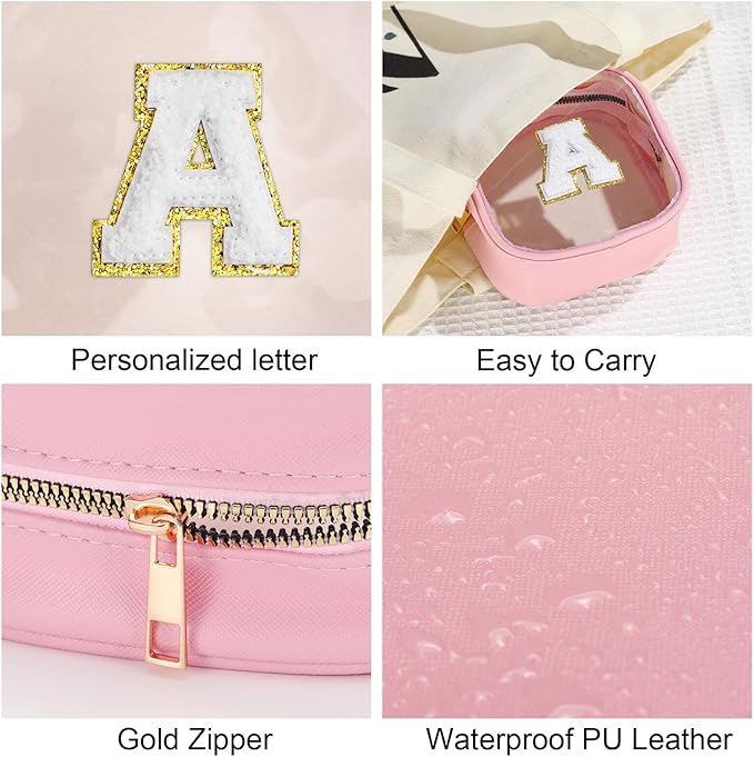YOOLIFE Mini Makeup Bag | Clear Makeup Bag Toiletry Case | Portable Make Up Organizer | Small Cosmetic Bag for Purse | Best Friend Birthday Gifts Teacher Daughter Gifts | Gifts for Girls | Pink E