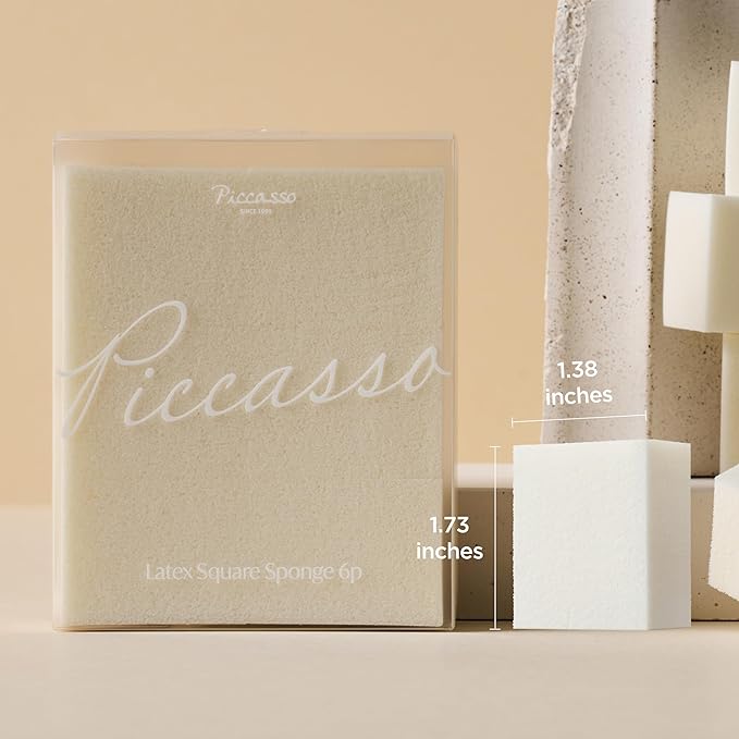 Piccasso FB33 Foundation Brush With Sponge 6P – Tapping Cover Brush for Liquid & Cream Foundation, Fills Pores with Soft Bristles for Smooth and Flawless Face Makeup, Professional Korean Beauty Tool