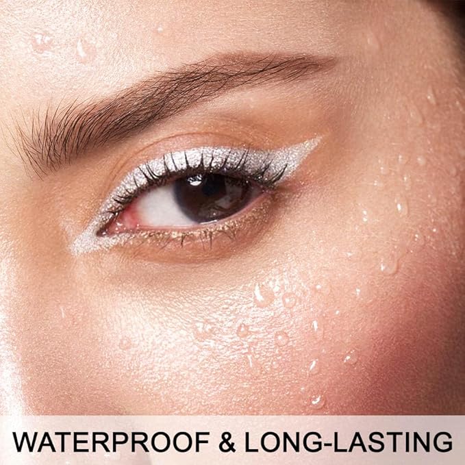 evpct 1Pcs Silver Color Gel Glitter Eyeliner Pencils Set for Women Waterline Waterproof Smudge Proof lapiz de ojos delineador de ojos contra el agua Eye Liner Makeup,05# Silver