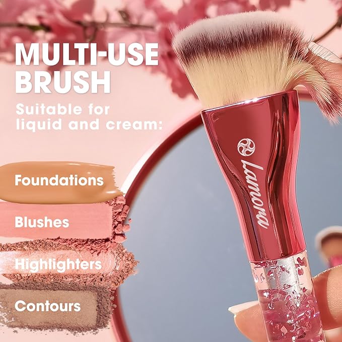 Blending Liquid Makeup Foundation Brush - Kabuki Contour Brush, Face Buffing Brush With Pro Quality Synthetic Dense Bristles For Stippling Mineral Cream, Powder, Blush