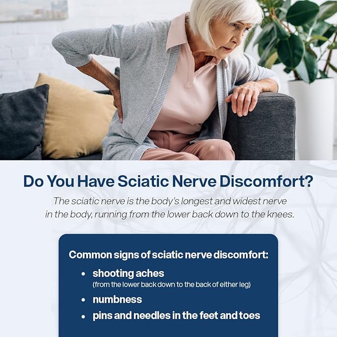 SciatiEase Sciatic Nerve Health Support Supplement - Nerve Support Formula with AlphaPalm, Pea, Vitamin B Complex, Alpha Lipoic Acid 300mg - 6 Bottles