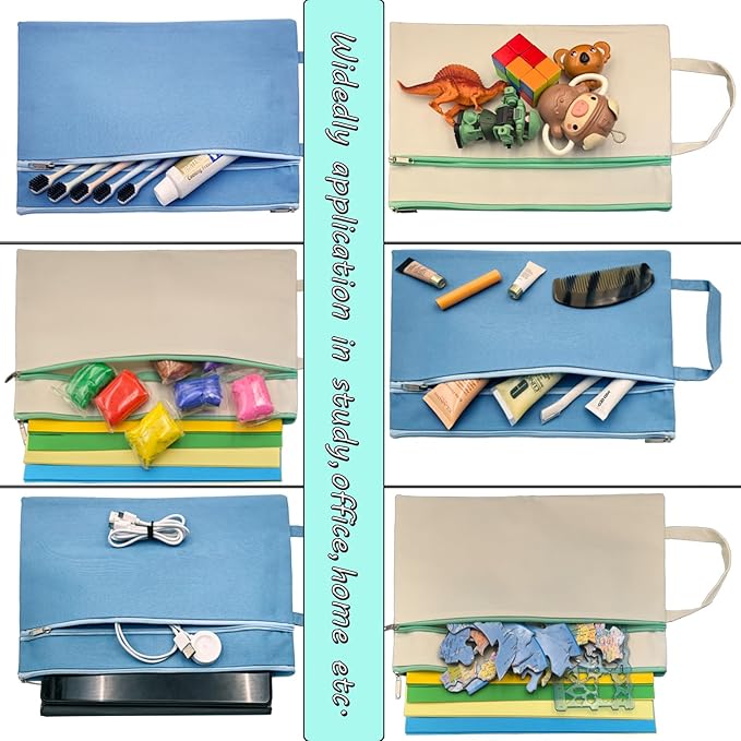 A4 Mesh Zipper Pouch, Waterproof File Bag with Handle,Foldable Document Organizer for School, Office, Travel - Durable Folder with Puzzle Project/Cross Stitch (6)