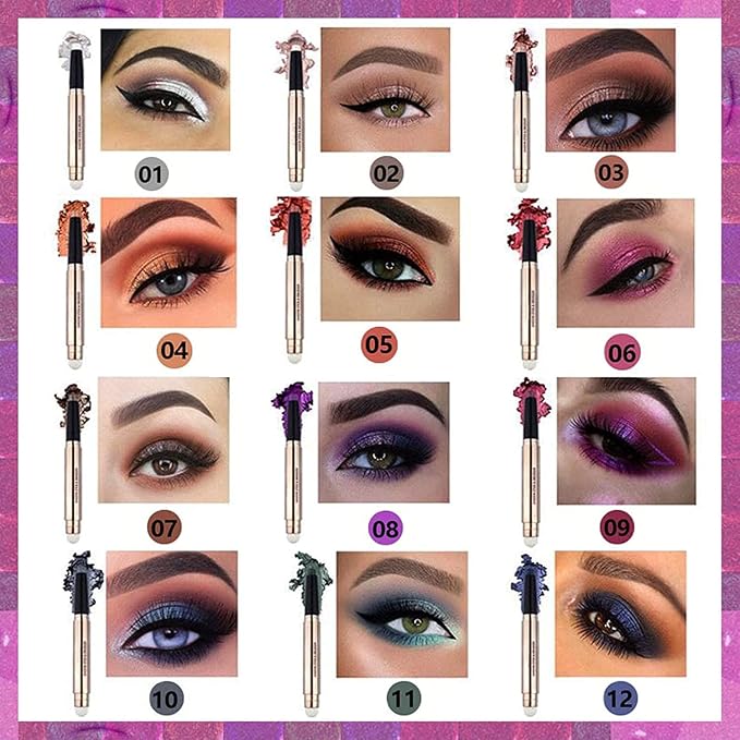 Silver black Smokey Grey dark Gray Eyeshadow Stick, Cream Smooth Single Shimmer Eye shadow Pencil, Hypoallergenic Waterproof Long Lasting Multi-Dimensional Glitter Primer Palette Highlighter