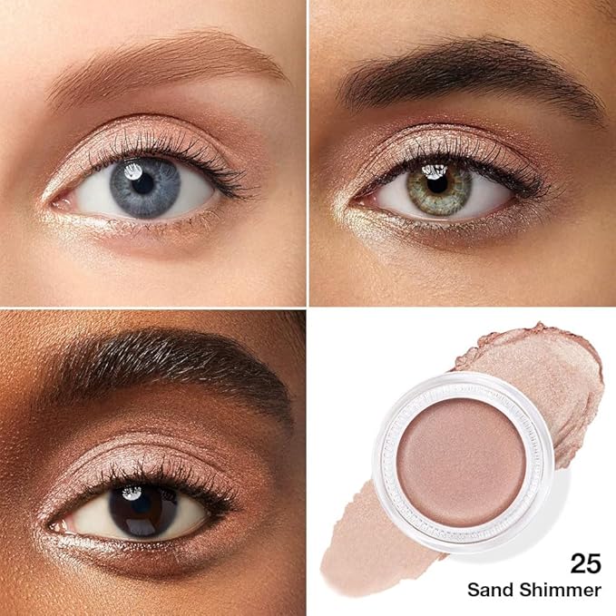 Single Cream Eye Shadow,Sand Shimmer Glitter Natural Nude Monochrome Eyeshadow Palette,Waterproof,Long Lasting Naturing-Looking,Vegan & Cruelty-Free,25