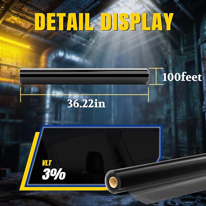 ARANA Nano Ceramic Car Window Tint Film 3% Percent - 36" x100FT Heat & UV Blocking, Privacy Anti-Glare, Scratch & Explosion Proof Tinted Film for Cars & Trucks