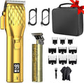 Professional Cordless Hair Clippers and T-Blade Beard Hair Trimmer Sets for Men, Barber Clippers with Travel Case, Rechargeable Home Haircut Beauty Kit for Men