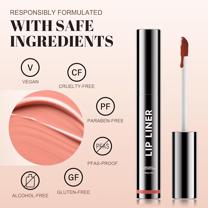 Lip Stain - Long Wear Tattoo Lip Liner, Waterproof & Transfer-proof Peel Off Lip Stain with Matte Finish, Lip Tint For All Skin Types, Great Gifts for Women (Nude)