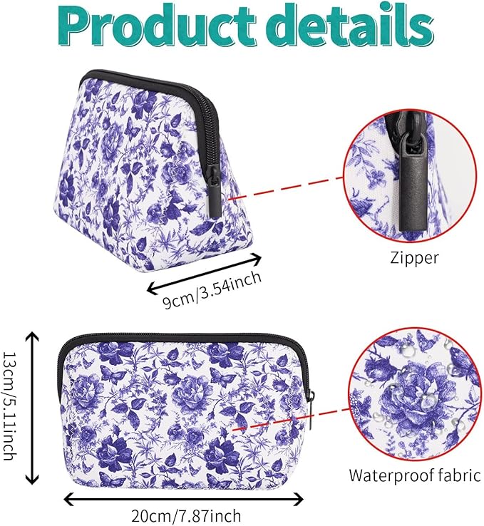 Cosmetic Bag Waterproof Neoprene Zipper Pouch Travel Portable Toiletry Makeup Bags Organizer Case for Women and Girls
