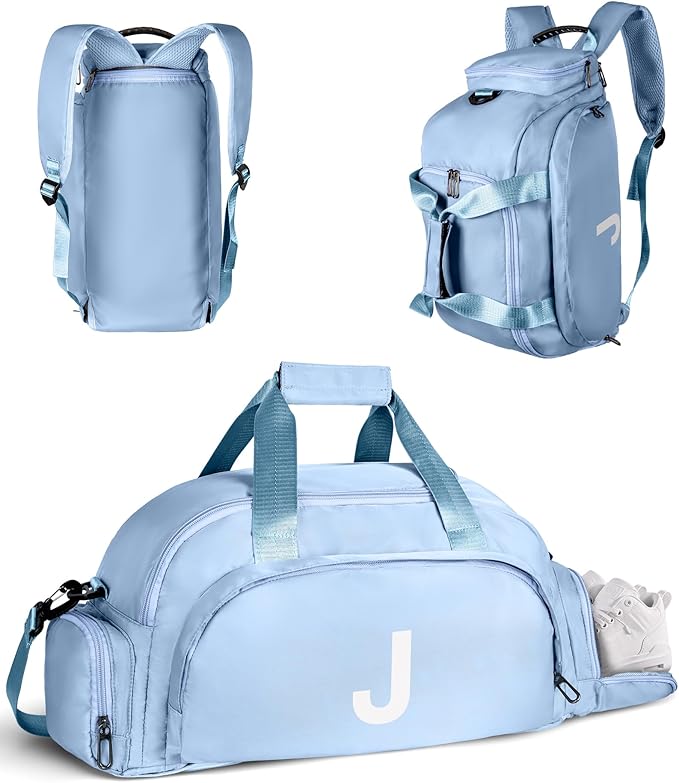 Stylish Gifts for Girls 16-18, Initial Gym Bags with Shoe Compartment, Dance Bag for Girls, Monogram Kid Overnight Bags, Cute Duffle Tote for Women-Perfect for Ballet Sport (Letter J)