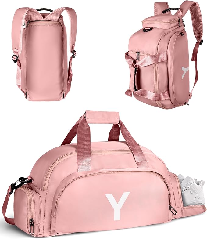 Birthday Gift for Daughter Granddaughter, Initial Gym Bags with Shoe Compartment, Dance Bag for Girls, Monogram Kid Overnight Bags, Small Travel Duffle Tote-Teen Girl Gifts (Letter Y)