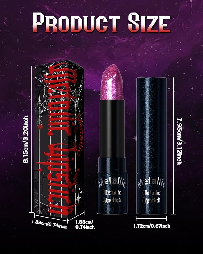 Glitter Metallic Shimmer Lipstick, Magenta Lipstick Long Lasting, Diamond High Pigmented Shiny Metallic Lip Stick, Non-sticky Sparkly Fuchsia Lipsticks for Women Christmas Makeup-07 Magenta
