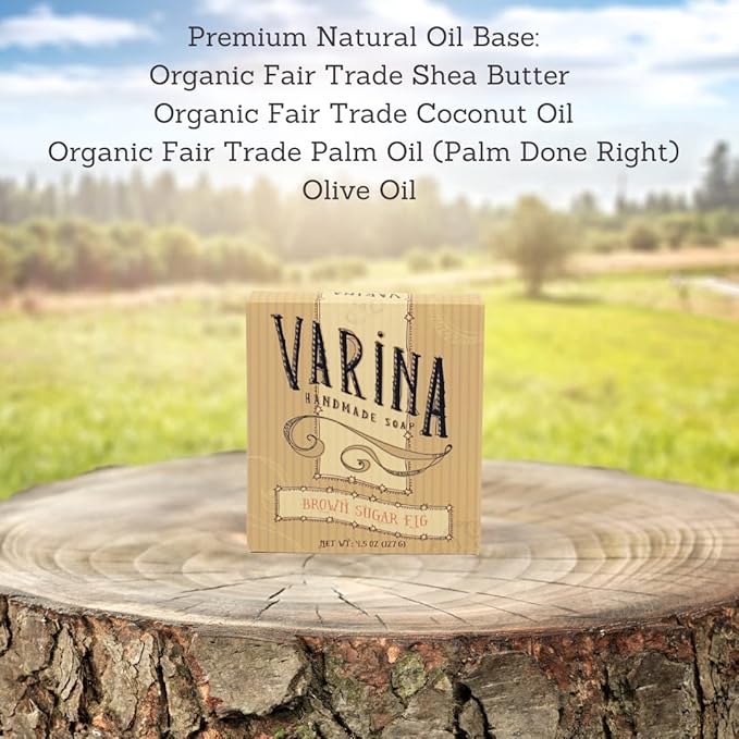 Natural Brown Sugar Fig Bar Soap - Gentle Cleansing for Sensitive Skin, Sweet and Vanilla - 3 Pack