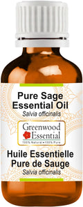 Greenwood Essential Sage Essential Oil (Salvia officinalis) Pure | Non-Sticky | Non-Greasy | Lightweight | Men & Women | All Skin Types | Steam Distilled 10ml (0.33 oz)