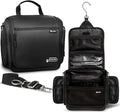 Extra Large (11.8”x11.8”x4”) Hanging Travel Toiletry Bag for Men and Women - Cosmetic Travel Bag With Shoulder Strap - Waterproof Hygiene Bag with Metal Swivel Hook and 19 Compartments for Toiletries