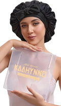 Silk Satin Bonnet Hair Wrap for Sleeping Women, Adjustable Tie Band Double Layer Sleep Night Head Cover for Curly Braid Fine