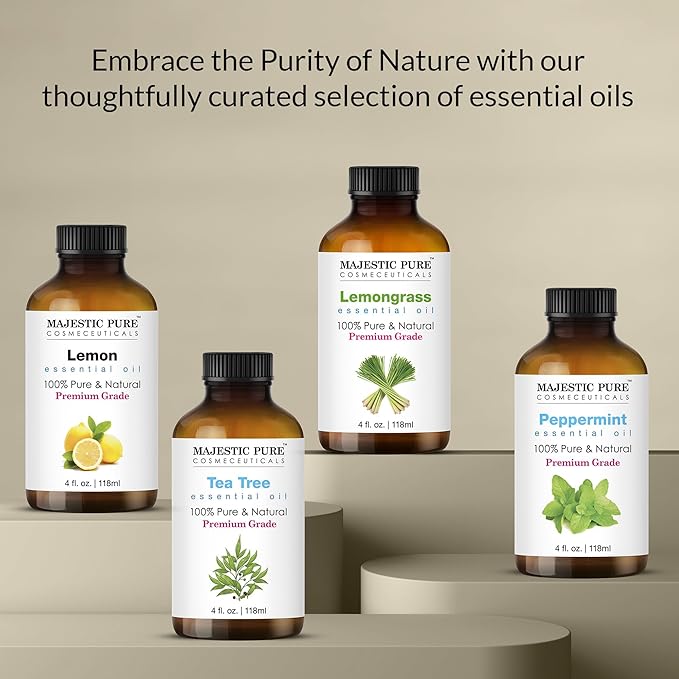 Majestic Pure Eucalyptus Essential Oil with Glass Dropper - Huge 4 Fl Oz - 100% Pure and Natural Eucalyptus Oil - Premium Grade Essential Oils for Diffuser, Aromatherapy, Soap and Candle Making