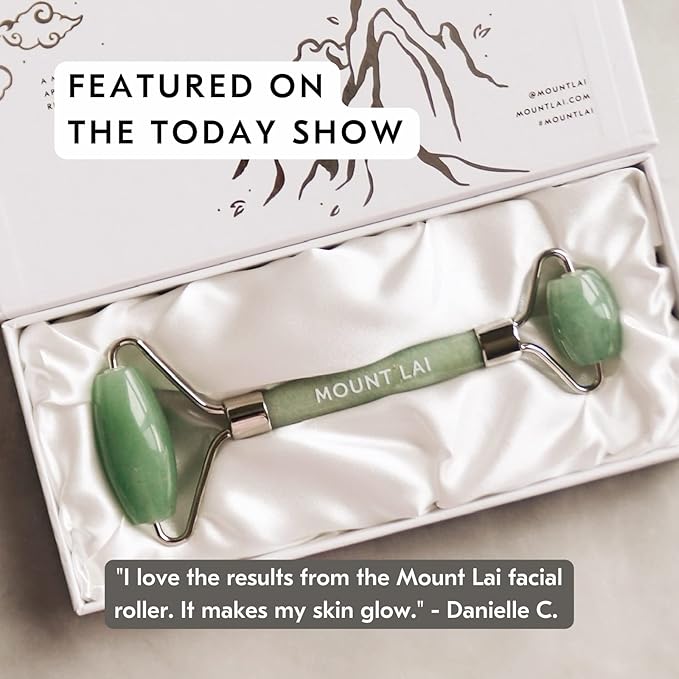 Mount Lai De-Puffing Jade Facial Roller – The Stone of Eternal Youth, Authentic Jade Face Roller for Sculpting, Soothing & Glowing Skin, Ultimate Facial Massager Tool for Self-Care Ritual