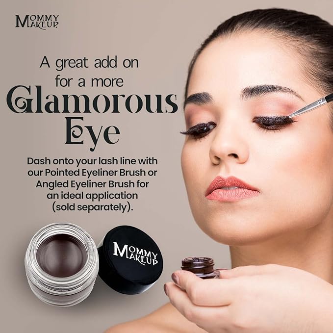 Mommy Makeup Waterproof Stay Put Gel Eyeliner Pot with Micropigments - Smudge-Proof, Long Lasting, Highly Pigmented Cream Eye Liner, 0.14 oz (Chocolate Kiss)