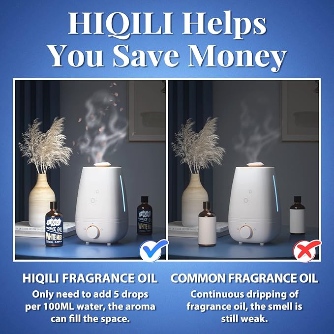HIQILI Fragrance Oil White Musk 100ml for Candle Soap Making, Essential Oils for Diffuser Aromatherapy, Scented Oils for Home Car 3.38 Fl.Oz