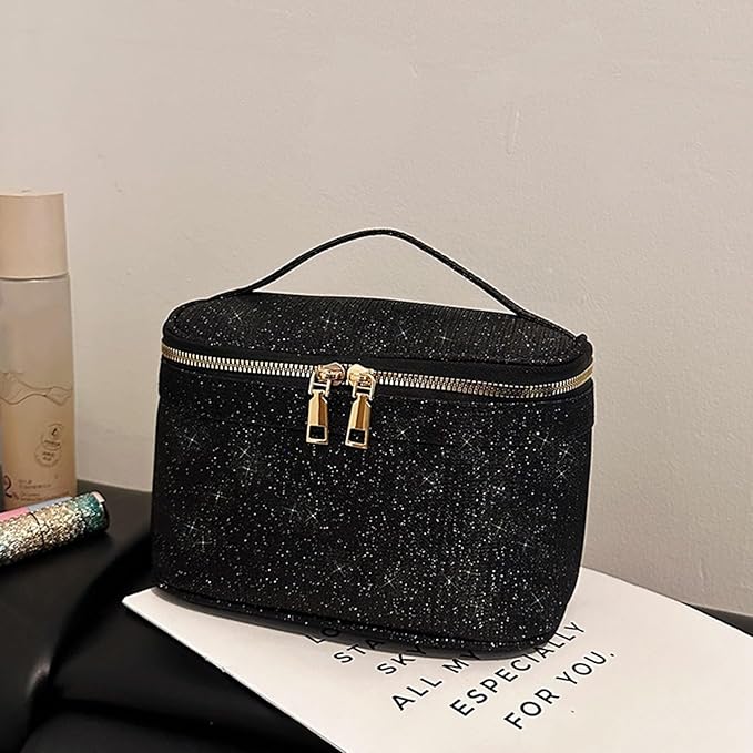 EURYNOME Makeup Bag with Custom Letter P, Water-Resistant Travel Organizer Pouch, (8.3x5.1x5.1 Inch) Cosmetic Case for Women