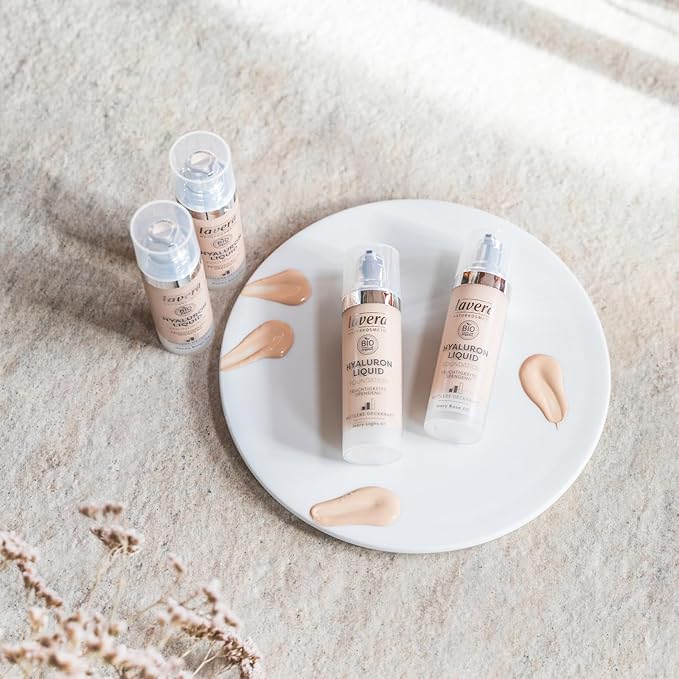 lavera Hyaluron Liquid Foundation - Natural Ivory 01 - Foundation Make Up with Hyaluron & Almond Oil for a Flawless Complexion - Face Make Up - PETA Certified - Vegan - Made in Germany - 1 Fl Oz