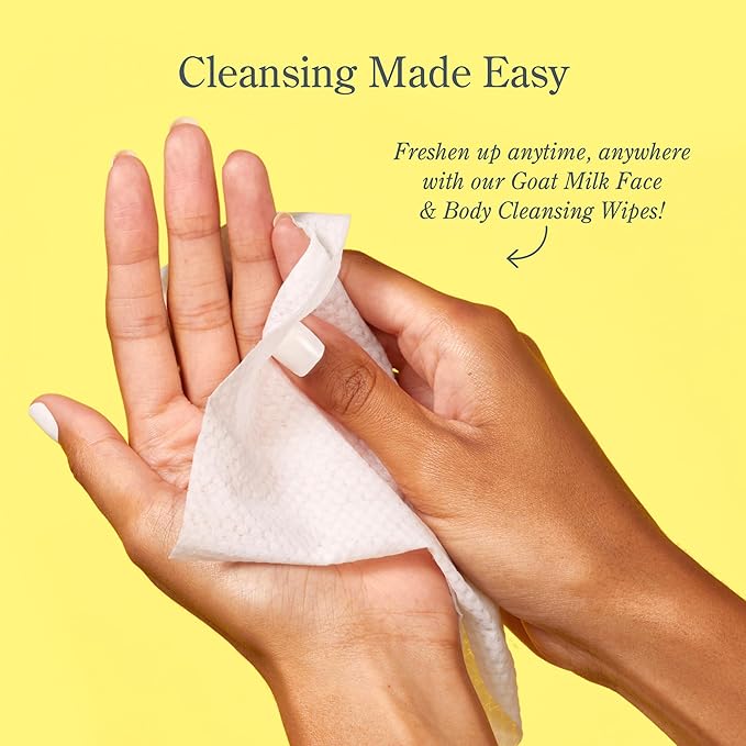 Beekman 1802 Face & Body Wipes, Honeyed Grapefruit - Scented - 30 Count - Cleanses - With Goat Milk, Aloe & Vitamin E - Alcohol Free, Biodegradable - Packaging May Vary