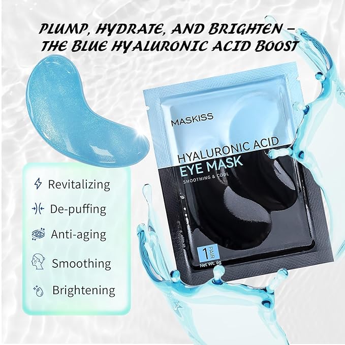 Under Eye Patches (8 Pairs), Hyaluronic Acid Eye Masks for Dark Circles Puffy Eyes Undereye Bags, Collagen Eye Patches for Wrinkles and Hydrate, Skin Care Gift for Her