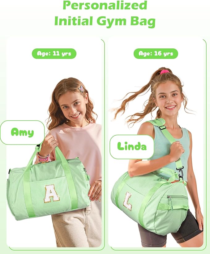 Cool Stuff for Teen, Girls Travel Duffle Bag, Kids Initial Overnight Bags with Shoe Compartment, Personalized Weekend Bag with Makeup Pouch, Gift for 7 8 9 10 11 12 Year Old Girl (Letter S)