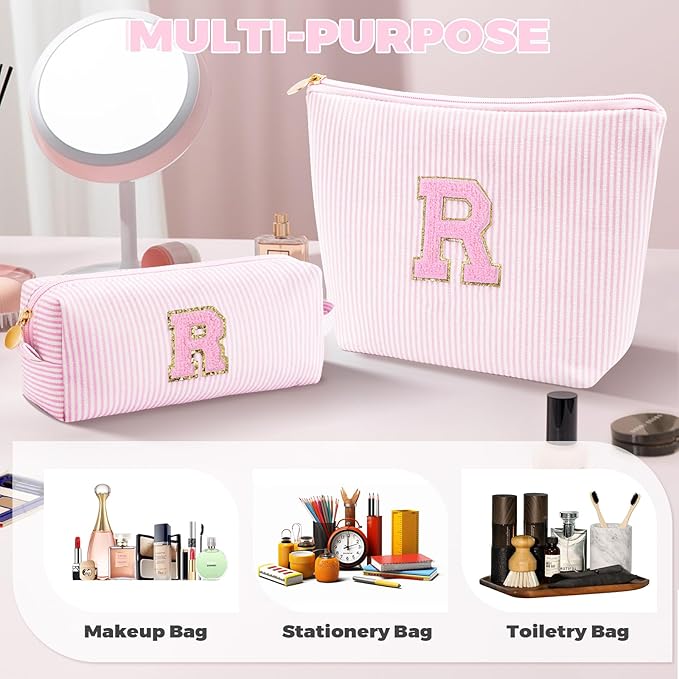 Personalized Anniversary Wife's Birthday Gifts,Mothers Day Gifts for Women,Wife Gifts from Husband,Cool Birthday Gifts for Wife,Makeup Bag Set Cosmetic Bag for Teen Girls - Pink,R
